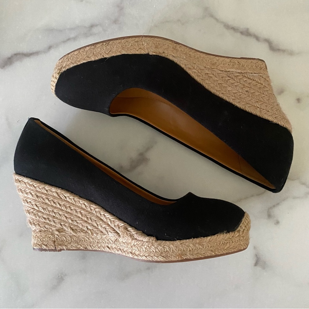 J. Crew Espradrilles Black Wedges MISMATCH SIZE
